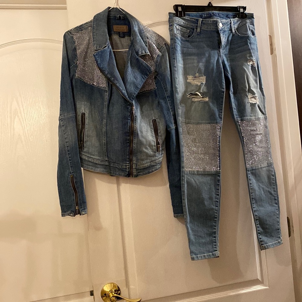 A Guess denim outfit with silver studding!